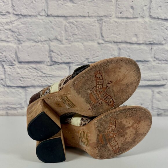 Freebird by Steven FB-BUDHA Heeled Sandals Size 6 Boho Patchwork Western Mule - Picture 14 of 16